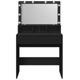 Dressing Table with LED Black 80x41x134.5 cm 848186