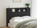 Storage Headboard with LED Black Engineered Wood 3418660