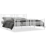 Metal Bed Frame without Mattress with Footboard White 200x200cm 376398