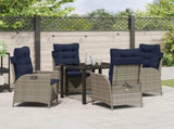 Garden Dining Set with Cushion 5 pcs Grey and Black Rattan 3380576