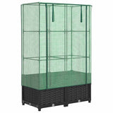 Raised Bed with Greenhouse Cover Rattan Look 80x40x138 cm 4015814