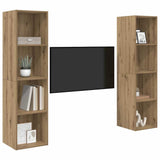 TV Cabinet Set 2 pcs Brown 37 x 37 x 142.5 cm Engineered Wood 3393539