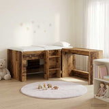 Kids'High Bed Frame with Desk 2 pcs Old wood Engineered Wood 3423468