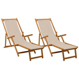 Folding Sun Lounger 2 pcs 3 Position Solid Eucalyptus Wood 3407825