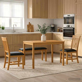Dining Set 4 pcs Black Solid Oak Wood 3430298