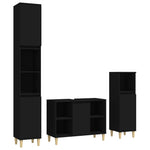 ZNTS 3 Piece Bathroom Furniture Set Black Engineered Wood 3185614