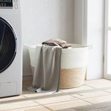 Laundry Basket Beige and White 60x36 cm Cotton 358475
