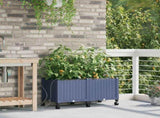 Garden Planter with Irrigation&Wheels 2 pcs Grey PP 3422996