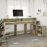 Desk with LED Lights Sonoma Oak 200x104x91 cm Engineered Wood 3309467