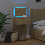 ZNTS Wall-mounted Bedside Cabinet with LED Lights Sonoma Oak 848161