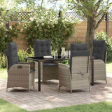 Garden Dining Set with Cushion 5 pcs Light Grey Poly Rattan 3380522