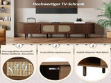 180*40*40cm Oval TV Stand in Dark Walnut, Rattan Design, Two Cabinet Doors, Two Sliding Doors, TV N605P439650N