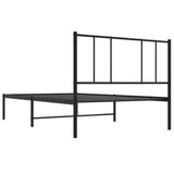 Metal Bed Frame without Mattress with Headboard Black 90x190cm 352472