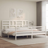 Bed Frame without Mattress White Super King Size Solid Wood 3194912