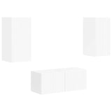 TV Cabinet Set 2 pcs High Gloss White Engineered Wood 3408965