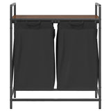 Laundry Basket 2 Compartments with Shelf Brown Oak 859069