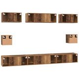 TV Cabinet Set Wall-mounted 8 pcs Old Wood Engineered Wood 3393294