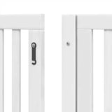 Dog Gate with Door Foldable 12 Panels White 960 cm Poplar Wood 3155676