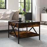 Coffee Table with Infinity LED Smoked Oak 50x50x38 cm 847699