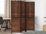 Room Divider 3 Panels Dark Brown Solid Wood Paulownia 358702
