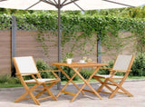 Bistro Set Cream White Solid acacia wood, Fabric 3281880