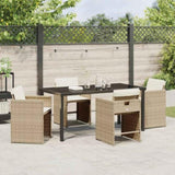 Garden Dining Set 5 pcs Beige Poly Rattan 3380703