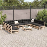 ZNTS 10 Piece Garden Sofa Set Solid Wood Pine 3299592