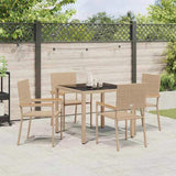 Garden Dining Set 5 pcs Beige Poly Rattan 3365389