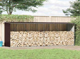Garden Log Storage Shed Galvanised Steel 330x84x152 cm Brown 47084