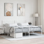 ZNTS Metal Bed Frame without Mattress with Footboard White 193x203cm 372350