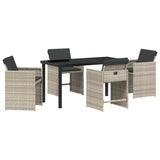 Garden Dining Set 5 pcs Light Grey Poly Rattan 3380706