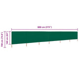 6-panel Wind Screen Fabric 800x160 cm Green 47181