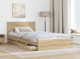 Bed Frame with Drawer Sonoma Oak 100 x 200 cm Engineer Wood 3410737