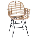 Dining Chair 2 pcs Rattan and Iron Natural 57 x 55 x 85 cm 42011558