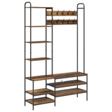 Coat Stand with Shoes Bench Old Wood 120.5 x 34 x 190 cm 8012042