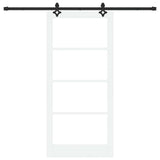 Sliding Door White 93 x 202 cm Solid Pine Wood and Glass 3332316