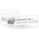 Bed Frame without Mattress White Double Solid Wood 3194287