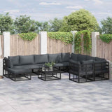 Garden Sofa Set with Cushion 11 pcs Black Aluminium 3378953