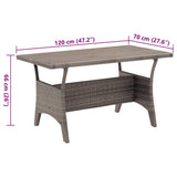 316584 Garden Table Grey 120x70x66 cm Poly Rattan