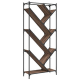 Bookcase Brown Oak 79x30x180 cm Engineered Wood and Metal 845435