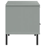 TV Cabinet with Metal Legs Grey Solid Wood Pine OSLO 351022