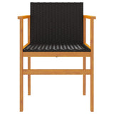 Garden Chairs 2 pcs Black Poly Rattan&Solid Wood 368708
