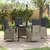 Garden Dining Set with Cushion 5 pcs Light Grey Poly Rattan 3380521