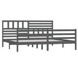 Bed Frame Grey Solid pine wood Double Durable Bed Frame 3101110