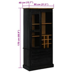 ZNTS Wine Cabinet HALDEN with Wine Racks and Sliding Door Black Pine 4018436