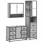 ZNTS 3 Piece Bathroom Furniture Set Grey Sonoma Engineered Wood 3301173