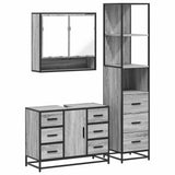 ZNTS 3 Piece Bathroom Furniture Set Grey Sonoma Engineered Wood 3301173