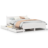 Bed Frame without Mattress White 150x200 cm King Size Solid Wood Pine 3309768
