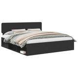 Bed Frame with Headboard Black 180 x 200 cm Solid Pine Wood 3412043