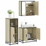 ZNTS 3 Piece Bathroom Furniture Set Sonoma Oak Engineered Wood 3300946